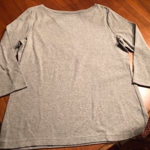 TALBOTS L Large Solid Gray TOP Shirt 3/4 NWT Sleev